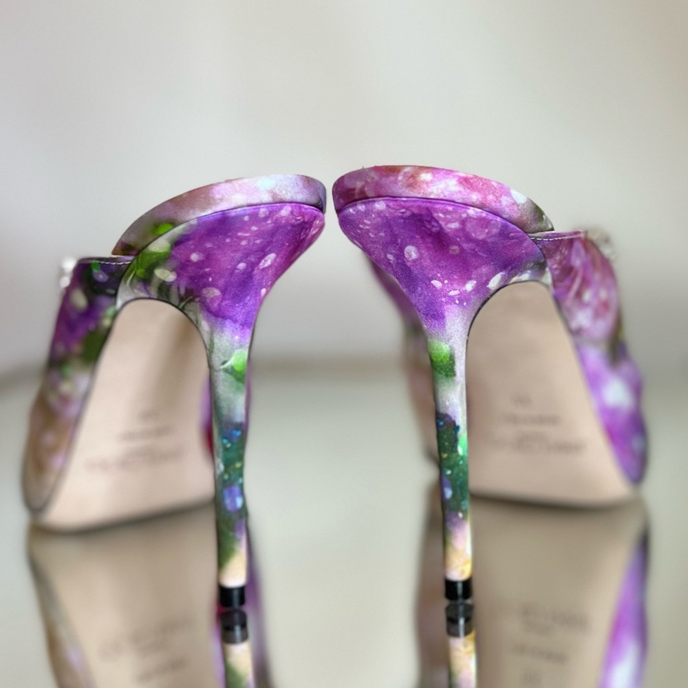 Like new Jimmy Choo Bing 100mm Multi-Color Satin Mules 39 $1,095 - Picture 10 of 11